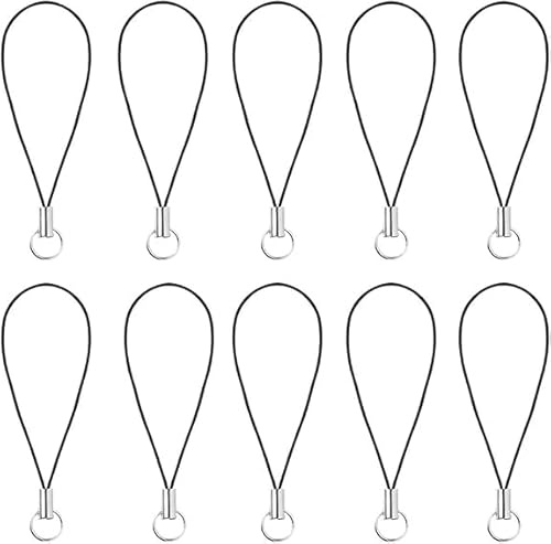 Yxinjy 10 Pcs Black Lanyard Cell Phone Charm Split Ring Strap, Clasp Lariat Cord Strap For Mobile Cell Phone/Mp3/Mp4/Usb Flash Drive/Keyrin Clever Design, Cell Phone Charm Accessories