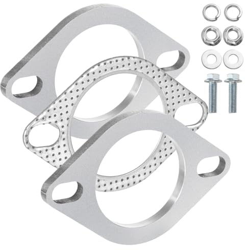 Juego de brida de escape y juntas con pernos y tuercas para tubo de bajada de 60 mm, conexión de 2.25 pulgadas, diseño resistente a la corrosión