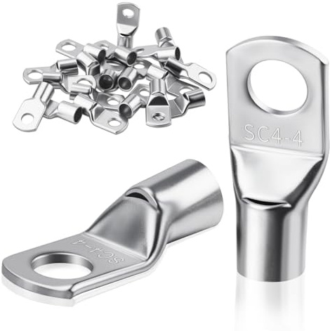 jwtyu 35 Pièces Cosse 4mm2 Cosses Tubulaires M4 Cosses Annulaires Cosse ronde aux Automobiles et aux boîtes électriques