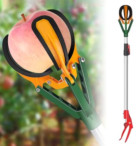 BCJMKDX cueilleur de Fruits, Cueilleur d'arbres fruitiers avec Housse antidérapante, Perche réglable de 99 à 150 cm, Pince Multifonction for Oranges, abricots et Citrons Verts