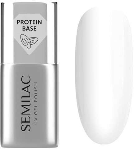 Semilac UV Nagellack Extend Protein Base 7 ml – Transparente UV-Base mit Mandelprotein, für Nagelverlängerung & Stärkung der Nagelplatte
