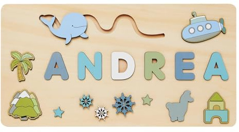 Personalisiertes Namenspuzzle aus Holz – Montessori Lernspielzeug ab 1 Jahr 2 Jahre Personalisierte Geschenke für Baby, Junge & Mädchen zum Geburtstag, Taufe oder Weihnachten ﻿ (F)