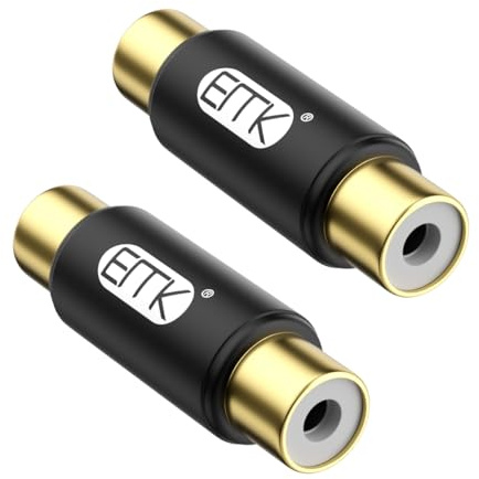 EMK 2Stück Cinch-Verlängern Adapter Kupplung Buchse zu Buchse Audio Stecker | Adapter erweitern Subwoofer RCA Kabel Vergoldeter Adapter für TV, Lautsprecher, Verstärker, Soundbar