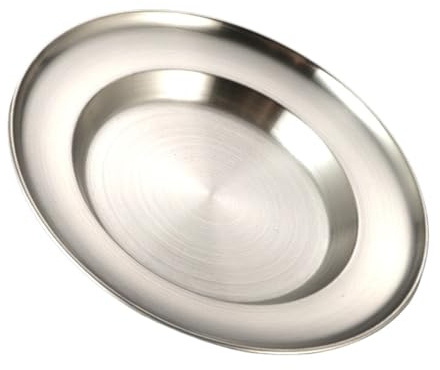 LOVSSU 1 plato de acero inoxidable ultraportátil, vajilla metal for niños pequeños, ideal for camping y picnic(6.5 inches)