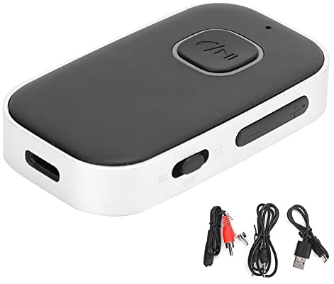 Segrehy Adattatore Bluetooth Trasmettitore ricevitore audio wireless 3,5 mm V5.0 EDR Trasmissione stabile del suono di alta qualità Universale per stereo domestico per auto con cavo USB