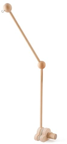 Odoukey 69cm Spjälsängsmobil med trämolndesign, avtagbar babymobil, höjdjusterbar söt sängarm för sängklockor