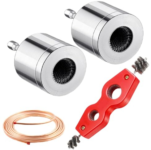 Scovolino in rame - 15/22mm | Spazzola per la pulizia dei tubi | Spazzola per la pulizia dei tubi per trapano elettrico | Set sbavatori | Per la preparazione alla saldatura del riscaldamento idraulico