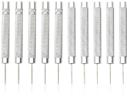 Nikovoke 10 Pcs Watch Band Pin Punch Tool Set, 0.8mm and 0.9mm Diameter, Watch Straps Link Pin Remover for DIY Home Watch Repair, Metal Construction