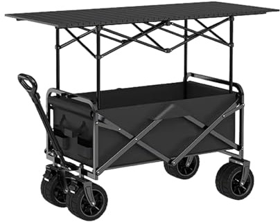 Carrello pieghevole per esterni con ruote, grande capacità, distribuzione rapida, manovrabilità su tutti i terreni, perfetto per la spesa e i mercati degli agricoltori (nero senza tettoia)