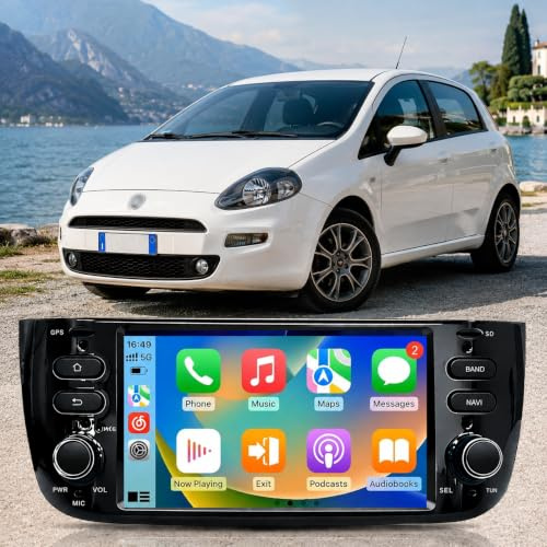 VIBEX | Autoradio 6,2 Pollici per FIAT PUNTO EVO 2011-2020| Wireless CarPlay e Android Auto | Touchscreen HD | AVVIO FLASH | Bluetooth, WiFi,USB, Comandi al Volante, CANBUS