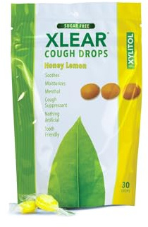Xlear Xylitol Zuckerfreie Bonbons Hustenbonbons, Zuckerfreie Lutschtabletten gegen Halsschmerzen, Nicht-GMO, Glutenfrei, Natürlicher Honig-Zitronen-Geschmack, 30 Stück (1 Packung)
