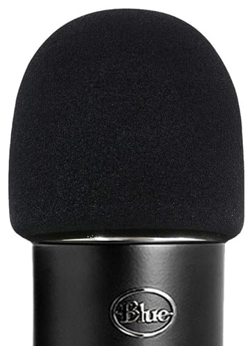 ienza® Windscreen for Blue Yeti Foam - Also Fits Other Large Microphones Such as MXL, Audio Technica and More - Quality Sponge Material to Act as a Pop Filter for Your Mic (Black)