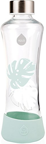 EQUA Glasflasche Monstera 0,55l Trinkflasche aus Glas 550 ml Sportflasche mit Silikonboden Flasche mit Silikonhülle Designer Trinkflasche für unterwegs und Büro