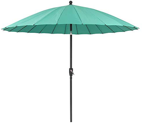 Kingfisher Turquoise 2.6m x 2.6m Aluminium Shanghai Parasol with Crank and Tilt Outdoor Garden Patio Furniture