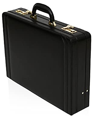 Tassia Briefcases - Medium Leather Executive Attache Case Briefcase - Luxury Suede Interior & Twin Combination Locks - Laptop Hand Luggage Pilot Case