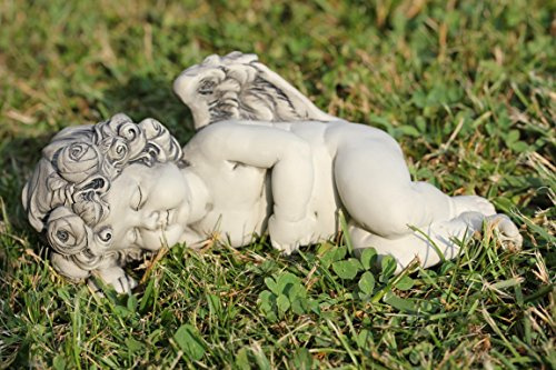 Unbekannt Rosenengel Luel liegend, betonfarben, Resin, 18 x 6 x 8 cm