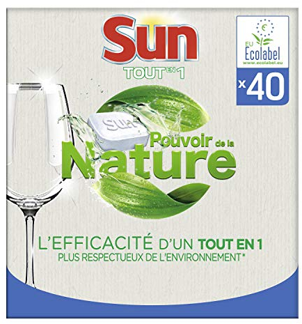 Sun Tablettes Lave-Vaisselle Ecologique Tout-En-1 Pouvoir de la Nature Eco-Label 40 Lavages (40 Tablettes)