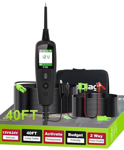 Circuit Tester Automotive, Power Circuit Probe Tester, Test Light Automotive with 40FT Cable, Car Fuse Tester, AC DC 12V 24V Car Diagnostic Tool, P100