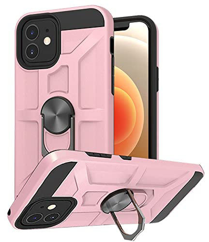 Cuoqing iPhone 12 Case，iPhone 12 Pro Case, Silicone Shockproof Hard Protective Phone Cases Cover With Ring Stand for iPhone 12/iPhone 12 pro,Rose Gold