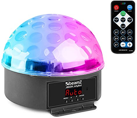 BeamZ JB60R Jelly Ball Efecto de luz de bola de discoteca LED con 6 colores diferentes, control remoto, fácil de usar, programas incorporados, responde al sonido, 5 canales DMX