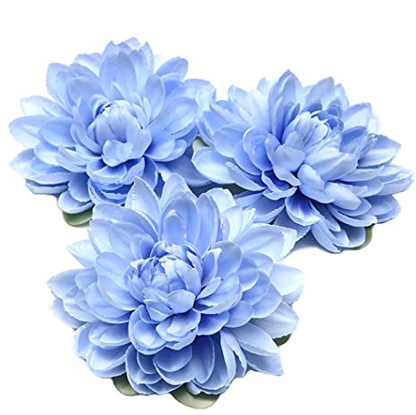 3 Stück Kunstblumen Köpfe Künstliche Seidenblumen Köpfe Künstliche Blumen Deko Für Haarschmuck Blume Girlande Scrapbooking Handwerk DIY Bekleidungszubehör Hochzeit Wohnzimmer Dekoration (Blau)