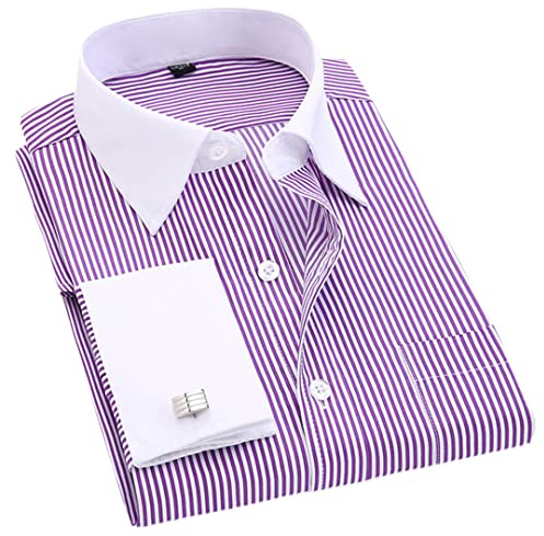 A righe per gli uomini francesi gemelli casual camicie a maniche lunghe colletto bianco design camicia smoking da sposa