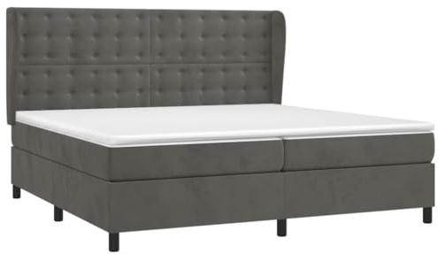 vidaXL Ramsäng med madrass mörkgrå 200x200 cm sammet