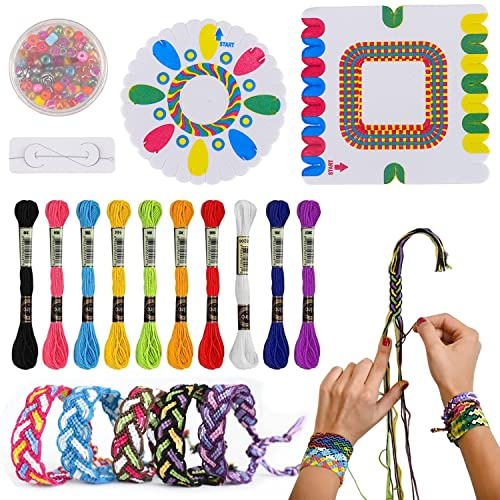 Fyihoxi 15 stycken vänskapsarmbandssats, barnarmband, kreativ fritid flicka, kreativ konst och hantverksleksaker för flickor 6–12 år gammal födelsedagspresent, Taille unique, Bomull Gummi Bomull