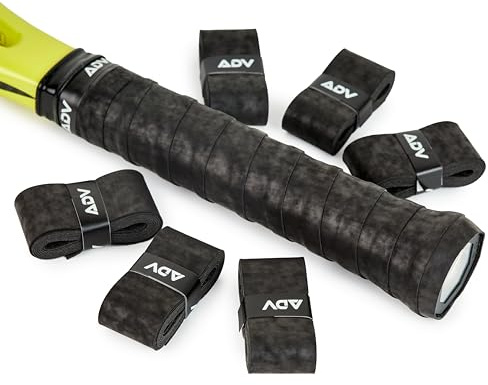 ADV Dry Tennis Overgrip Tape - 3, 12, 30, 60 Pack - FeltTac Tennis Racket Grip Tape - Ultra Absorbent Tennis Grip Tape - Comfort Tennis Racket Grips - Tennis Grips Overgrip (6-Pack Black)