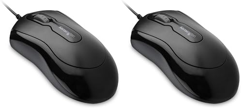 Kensington Mouse Wired USB 3.0 - Mouse-in-a-box, Mouse Ottico con Cavo USB per Desktop, Design Ambidestro con Rotella Scorrevole, Nero (K72356EU) (Confezione da 2)