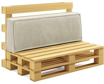 chilly pilley® Palettenkissen Palettenauflagen aus Cord für EU-Paletten - Abnehmbarer Bezug - Sitzkissen - Rückenlehnenkissen viele Farben (Creme, Rückenkissen 120x40)