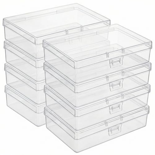 QWORK® 8 Stück rechteckiges Organizer Aufbewahrungsboxen mit Deckel, sortierboxen für kleinteile aus transparentem PP-Kunststoff, für kleine Gegenstände, 13 x 8 x 3 cm