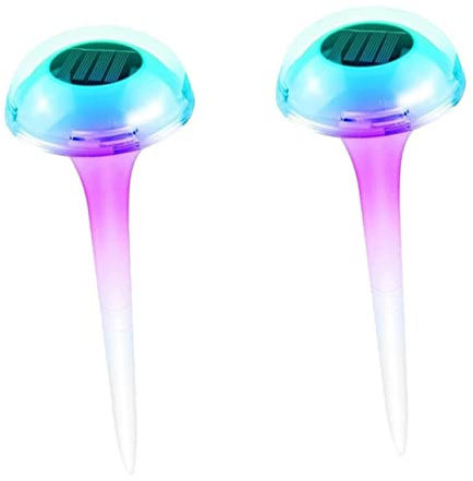Veemoon 2pcs Solar Mushroom Lamp Led Garden Stake Light Outdoor Solar Ground Insert Lamp Mushroom Design Light for Garden Decoration