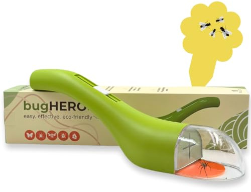 BugHERO Insektenfänger lebend mit extra großer Öffnung zum leichteren Treffen - Spinnenfänger - Umweltfreundliche Verpackung - Gratis Mückenfalle Gelbsticker geschenkt