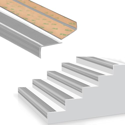 Treppenkantenprofil PVC Treppenkantenprofil Treppenprofil L-Form Rutschfeste Treppenstufe Selbstklebend Kantenschutz Antirutsch-Profil Winkelprofil Anti Rutsch Streifen Treppe ( Color : Gray , Size :