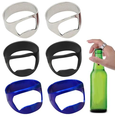 6 Stück Flaschenöffnerringe, Fingerflaschenöffner, Flaschenöffner Aus Edelstahl, Bierflaschenöffnerringe, Flaschenöffnerwerkzeuge