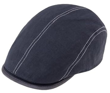 fiebig Brighton Flatcap aus Leinen | Schirmmütze mit Baumwollfutter | Schiebermütze mit Kontrastnähten | Made in Italy