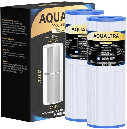 AQUALTRA Spa Filterkartuschen für PRB25-IN, SPA Filter Ersatzt für C-4326, FC-2375, FC-2370, 3005845, 17-2327, 100586, 33521, 25392, 817-2500, 413-106, 338 x 127 MM 25 Sq. Ft Drop in Filter 2 Stück
