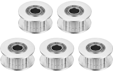 QUARKZMAN 2GT Riemenscheibe 20 Zähne 5mm Bohrung Aluminium-Zahnriemenscheibe für 6mm Breite 20T Zahnriemen für 3D-Drucker, CNC, Umlenkrolle Pulley-5 Stück Silber