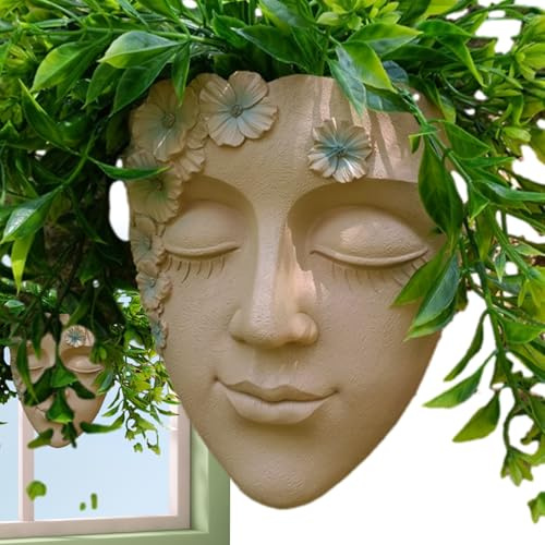 Vaso Per Piante Grasse Con Volto - Fioriera A Testa Da Parete In Resina, Vaso Da Fiori Decorativo Per Interno Ed Esterno | Fioriera A Muro In Stile Creativo Per Casa, Cortile, Portico, Terrazzo,