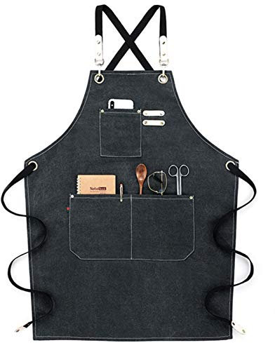 KRXSOBNV, Delantales for Hombres, Delantal Resistente for carpintería, Lona Encerada, Delantal de Trabajo con Bolsillos, Delantal de Herramientas, Delantales de Seguridad Ajustables,Pantalón de traba