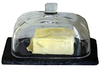 Beurrier avec couvercle - Beurrier avec couvercle en verre - Beurrier domestique - Plats d'assaisonnement - Fournitures de cuisine - Beurrier noir