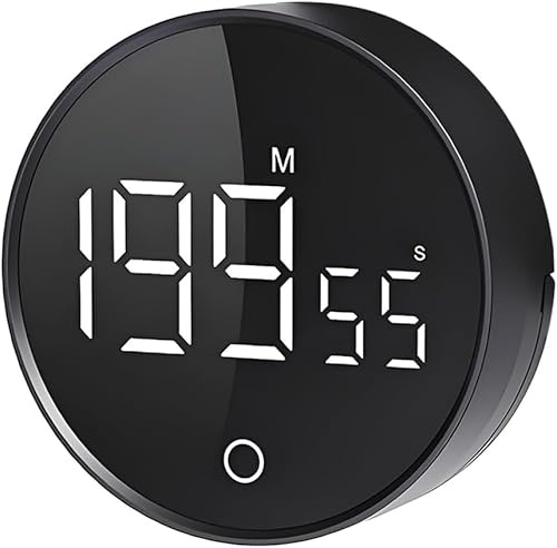 QUMOX F5 - Temporizador digital de cuenta regresiva y cronómetro con volumen ajustable, base magnética, perilla giratoria, funciona con pilas AAA, perfecto para cocinar, estudiar y trabajar, color