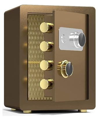 Cajas fuertes de acero for oficina, ignífugas, impermeables y antirrobo, con combinación mecánica y llave for hoteles y familias.(Bruin,40x36x32cm)