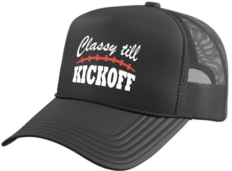 Classy Till Kickoff Trucker Hat with Adjustable Mesh Back, Black