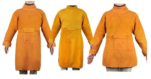 MEIVIYA Tablier de soudage à Manches, vêtement de Protection for Le soudage, Veste de soudage(Length 85cm)