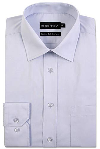 Men's Ice Grey Long Sleeve Non-Iron Cotton Rich Shirt