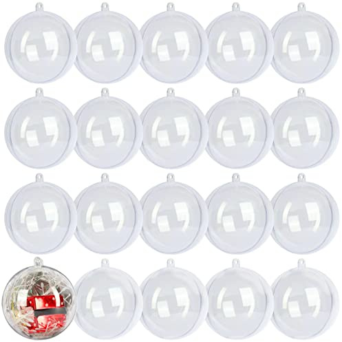 LYLYFAN 20 Pack Clear Plastic Fillable Ornament Ball 3.15''/80mm for Christmas,Holiday, Wedding,Party,Home Decor
