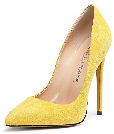 Castamere Scarpe col Tacco Donna Punta Appuntito Tacco a Spillo 12CM Scamosciato Giallo Scarpe EU 39