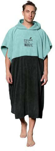 Vulken Bademantel mit Kapuze Surf Poncho zum Umziehen Public Men L/XL Large Petrol
